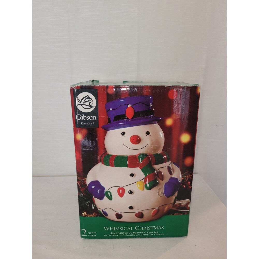 Gibson Whimsical Christmas Snowman Cookie/Candy Jar 9.5" Vintage